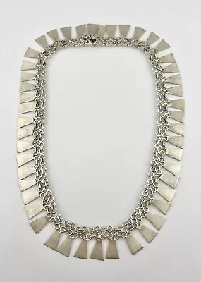 Vintage Modernist Taxco Mexico Sterling Silver Abstract Modern Necklace 18  • $225