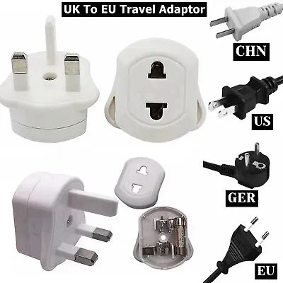 £3.28 • Buy UK 2 Pin To 3 Pin EU European Euro Shaver Travel Adapter Plug Socket Converter