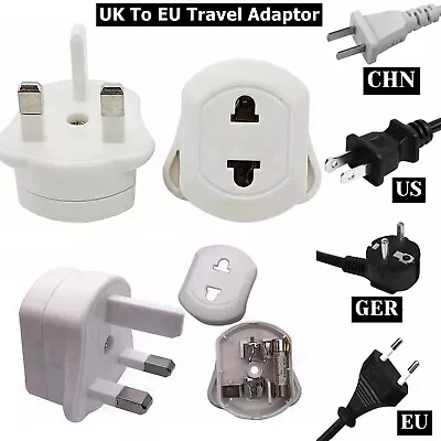 £3.28 • Buy UK 2 Pin To 3 Pin EU European Euro Shaver Travel Adapter Plug Socket Converter