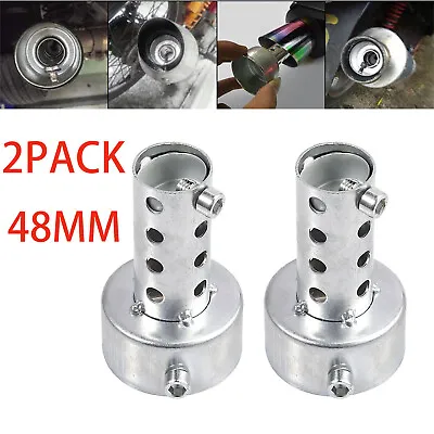 2X Motorcycle 48mm  Exhaust Can Muffler Baffle DB Killer Silencer Sliver • $10.79