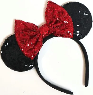 Red Minnie Mouse Ears Headband Disneyland Disneyworld Classic Red  HANDMADE • $10.99