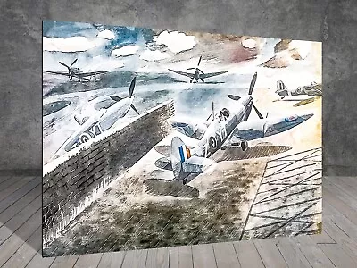 £18.44 • Buy Eric Ravilious  Spitfires At Sawbridgeworth RAF CANVAS PAINTING ART 305