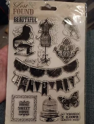 My Mind S Eye Lost & Found Clear Stamps Steampunk Butterfly Bird Fashion A-63 • $7.99