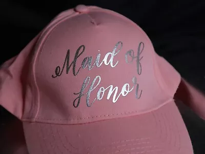 Maid Of Honor Adjustable Hat Pink Wedding Bridal Party Accessory Cap One Size • $12.59