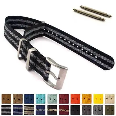 Ribbed Nylon Nato Watch Strap Band Military Divers G10 18 19 20 21 22 24 RD MM • £9.95