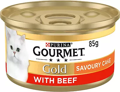 £10.64 • Buy Gourmet Gold Wet Cat Food Savoury Cake Beef Can Adult, 85 G - Pack Of 12