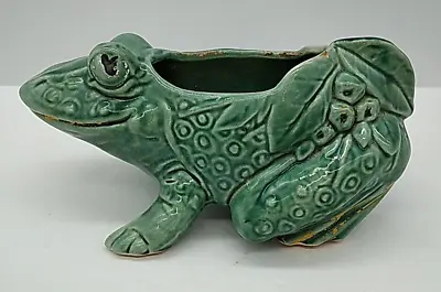 Vintage McCoy Green Frog Planter Large Antique Vase Majolica MCM Mid Century Mod • $44.99