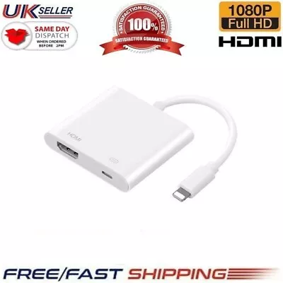 4K To HDMI Digital Cable Adapter For IPad IPhone X 6 7 8 Plus 11 12  IPad To TV • £9.26