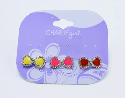 Adorable New Set Of 3 Heart Shaped Stud Earrings #E1153 • $5.49