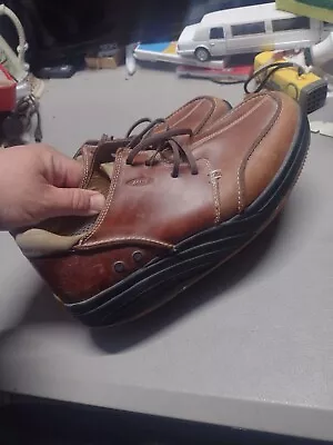 MBT Tariki Walnut Brown Men's Size 9.5 Leather Walking Shoes Swiss 746012487 • $34.99