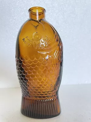 Vintage 1920's Amber Wheaton Fish Bottle Dr. Fisch's Bitters 7.5  Tall • $18.95