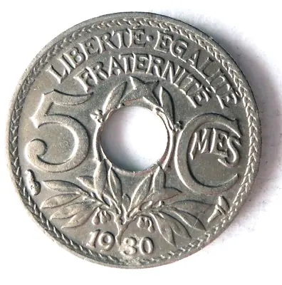 1930 FRANCE 5 CENTIMES - Excellent Coin- FREE SHIP - FRANCE BIN #17 • $7.49