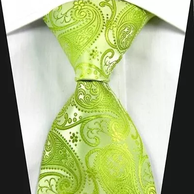 Lime Green Tie Floral Paisley Good Price Silk Style NEW Wedding Silk 611 C2 UK • £7.99