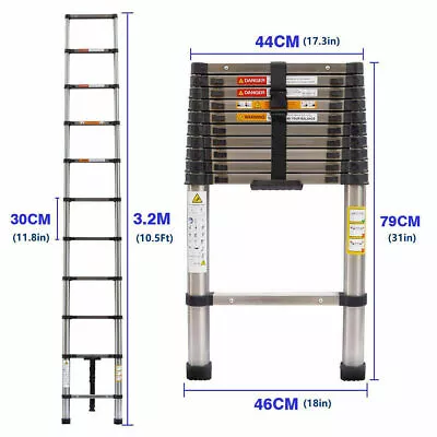 2.6-5M Heavy Duty Multi-Purpose Telescopic Folding Ladder Extendable Ladders US • $66.90