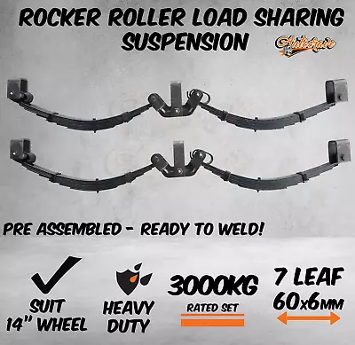 7 Leaf 3000Kg Rocker Roller Tandem Trailer Spring Set Caravan Horse Float 60x6mm • $379.95