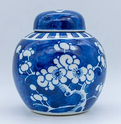 Chinese Blue White Porcelain Prunus Ginger Jar Lid Kangxi Double Marked 20th C. • £10
