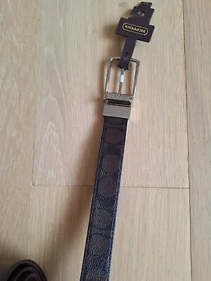 Coach F64825 Reversible Belt Modern Harness Cut To Size  Signature Nickle New • $59