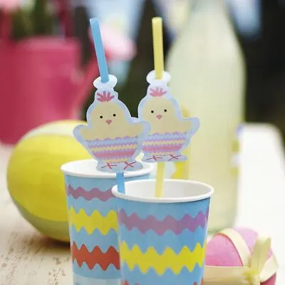 10 Easter Chick Drinking Straws Springtime Celebration Juices Coffee Cocktail  • £2.89