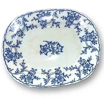 Antique Monton Anemone Flow Blue Oval Platter 13 X 10.5  England Collectible • $89