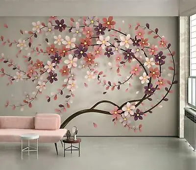 3D Tree Flowering  Wallpaper Wall Mural Removable Self-adhesive Sticker159 • $202.26