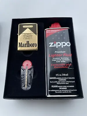 Zippo Lighter Polished Brass Flints Marlboro Promotional Product Rare Unique Gif • $170.95