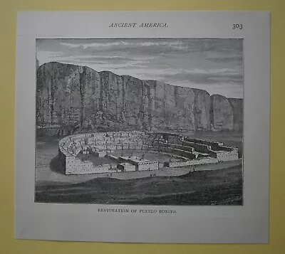 1883 Print Restoration Of Pueblo Bonito New Mexico #141 • $20