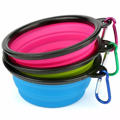 Collapsible Travel Dog/Cat Food Or Water Bowl X 3 Sizes S/M/L (350/650/1000ml) • £3.29