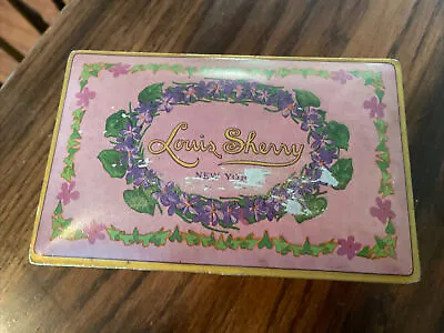 $11 • Buy Vintage Louis Sherry New York Hinged Candy Tin Box Pink Violets CanCo 8  1/2 Lb