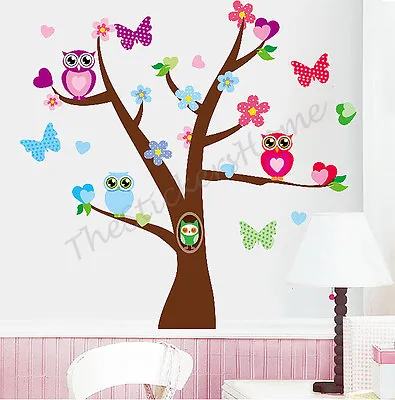 £7.98 • Buy Owl Flower Butterfly Tree Wall Stickers Girls Bedroom Decor Kids Nursery Decals