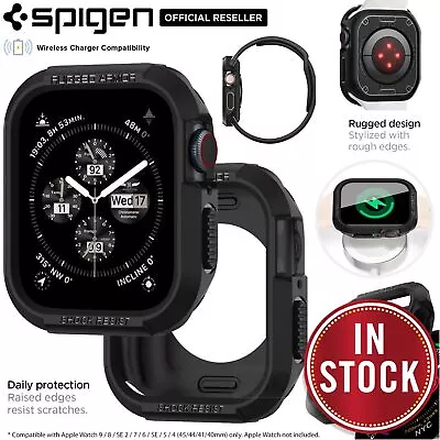 $19.99 • Buy For Apple Watch Series 9 8 7 6 SE 5 40 41 44 45mm Case SPIGEN Rugged Armor Cover