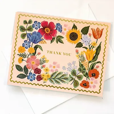 RIFLE PAPER CO. Thank You Card & Envelope -  BLOSSOM  Floral Metallic Blank A2 • $4.46