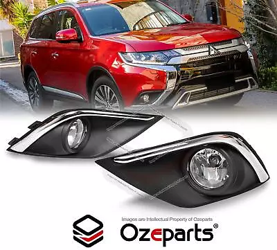 $117.81 • Buy Full Fog Light Spot Driving Lamp KIT Chrome For Mitsubishi Outlander ZK ZL 15~21