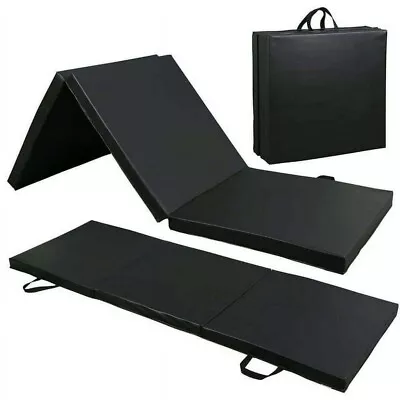 6 X 2' Folding Gym Mat Tri-Fold Aerobics Workout Floor Mat Black 2  Thickness • $57.79