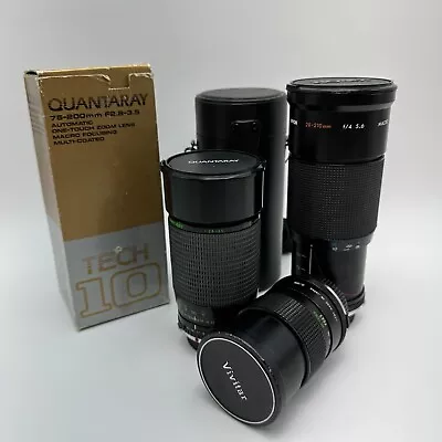 DSLR Lenses Lot Of 3 Quantaray 75mm 200mm Kiron 28mm 210mm Vivitar 135mm Japan • $48.97