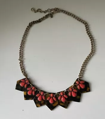 J. Crew Tortoise Shell Lucite Red Gemstone Necklace • $28