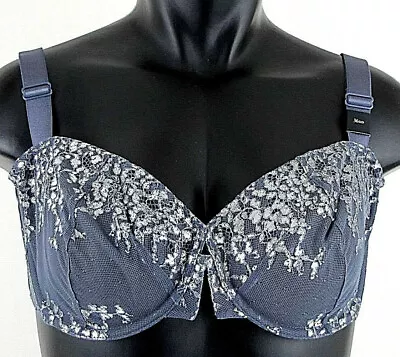 Victoria's Secret 36DD Balconette  Lace Bra Gray Black Shine Wide Strap UW New • $51.92