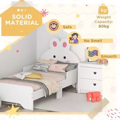 ZONEKIZ Toddler Bed Kids Bedroom Furniture Rabbit Design - White • £89.99