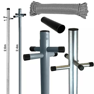 Galvanized Post Pole Heavy Duty 2.4Meters Outdoor Garden Washing Line Post Pole • £27.50