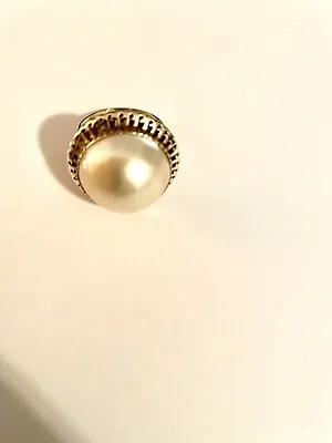 14k Yellow Gold Estate Mabe Pearl & Diamond Cocktail Ring Size 7.25 • $420