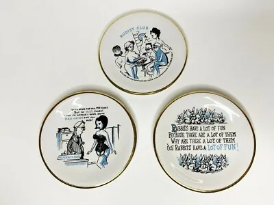 Set Of Three Vintage Cheeky 1950s Cartoon Style Trinket Pin Dish Saucy Saucer • £15.99