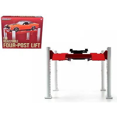 Greenlight Adjustable Four Post Lift Red For 1/18 Scale Diecast Model Cars • $62.68