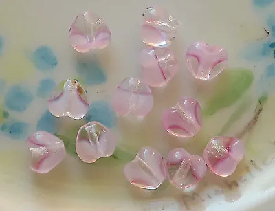 Vintage Heart Beads Givre Pink Hearts Glass Czech Glass Valentines 6mm #1425F • $2.99