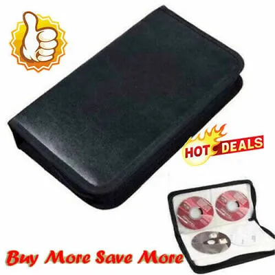 80Disc CD Holder DVD Case Storage Wallet VCD Organizer Faux-Leather Black K6X1 • $14.83