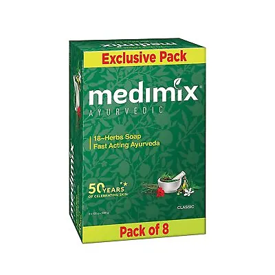 Medimix Ayurvedic Classic 18 Herbs Soap 125 G (Pack Of 8) HERBAL SOAP • $32.90