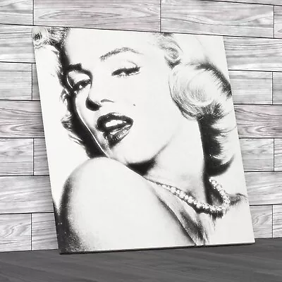 Marilyn Monroe Square Black White Canvas Print Large Picture Wall Art • £14.95