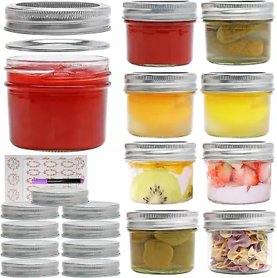 Small Mason Jars 4Oz Glass Mason Jar With Regular Lids 9 PackMini Jam Jars New • $13.58