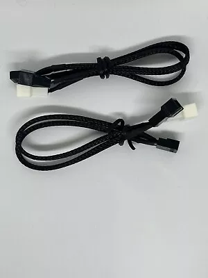 2x 4 Pin 12V PWM Fan Y Splitter 1-to-2 Black Sleeved Extension Cable Lead • £3.95