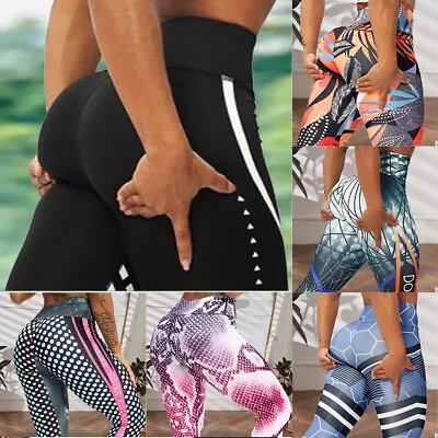 $15.24 • Buy Womens Sports Yoga Pants Gym High Waist Push Up Stretch Leggings Fitness Workout