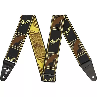 Genuine Fender WeighLess Stretch 2  Monogrammed Guitar Strap Black/Yellow/Brown • $19.75