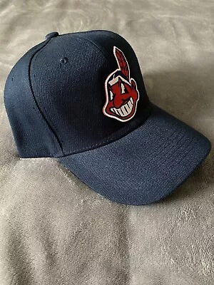 ⚾️CHIEF WAHOO Classic Vintage Throwback Logo Blue Baseball Cap Hat Adjustable ⚾️ • $22